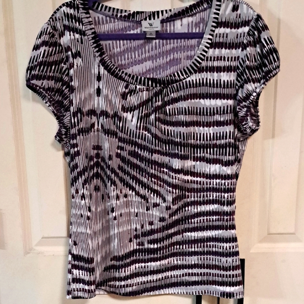 Worthington Black and White Short Sleeve Top